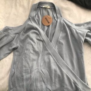 Essue Powder Blue Open-Shoulder Sweater